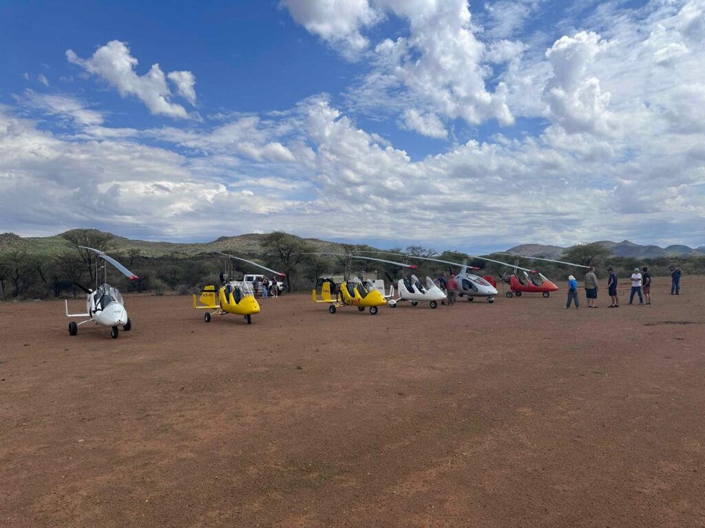 line of Gyrocopter, ready before flight